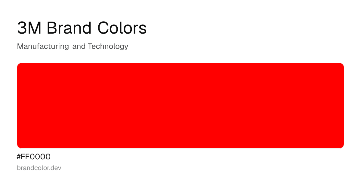 3M brand color palette with hex codes: #FF0000
