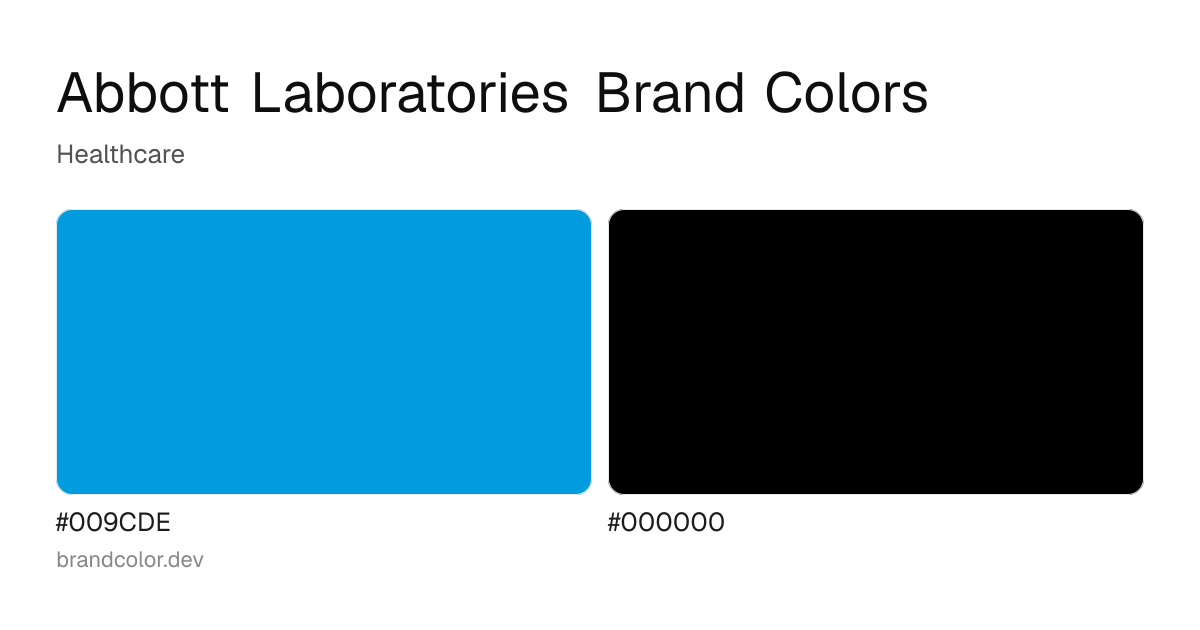 Abbott Laboratories brand color palette with hex codes: #009CDE, #000000