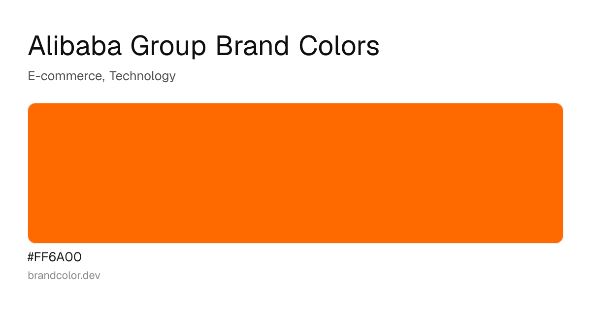 Alibaba Group brand color palette with hex codes: #FF6A00