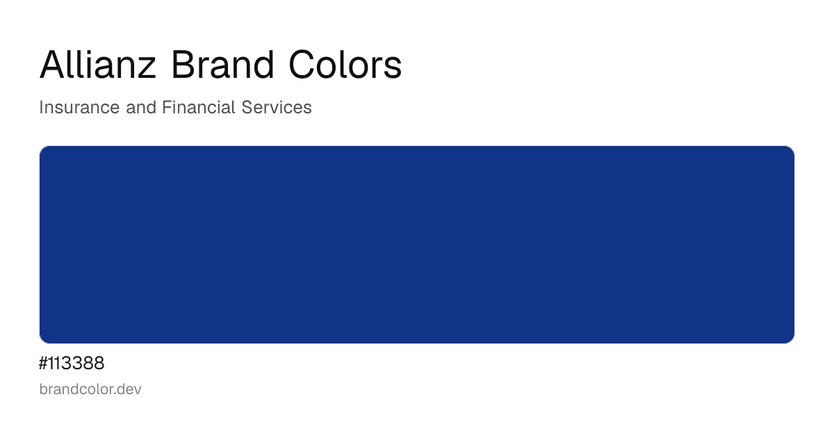 Allianz brand color palette with hex codes: #113388