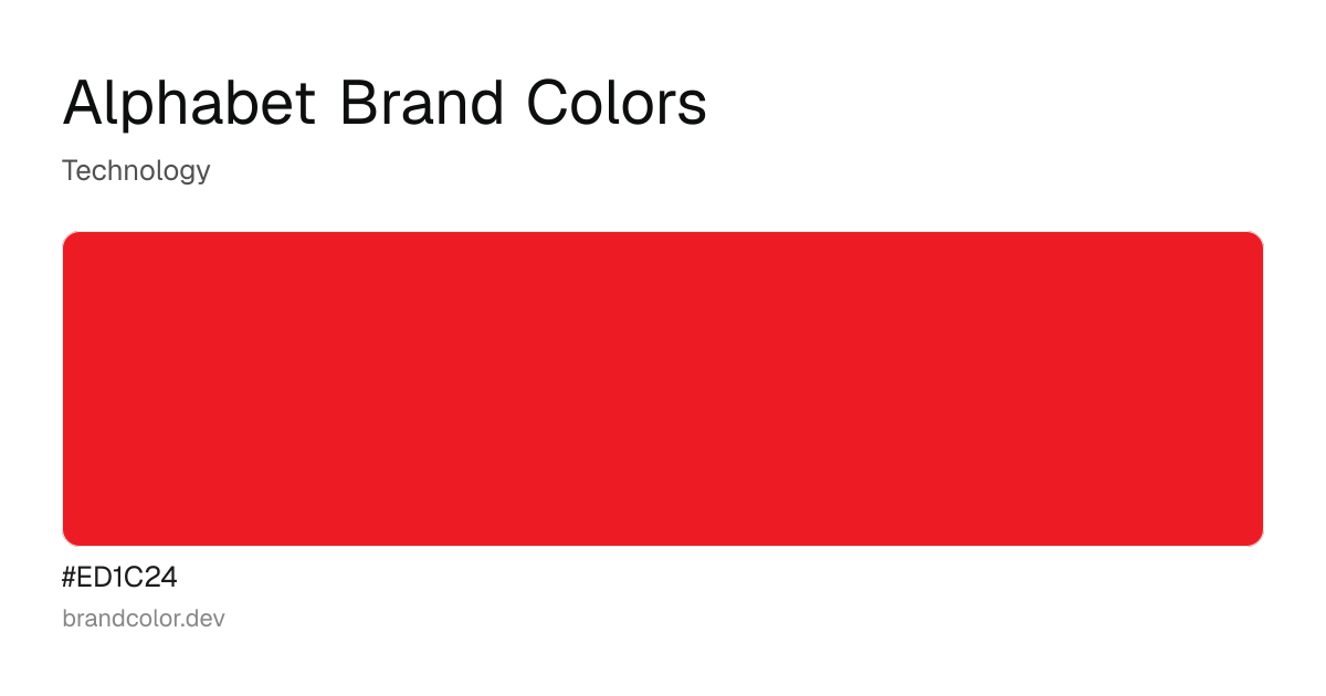 Alphabet brand color palette with hex codes: #ED1C24