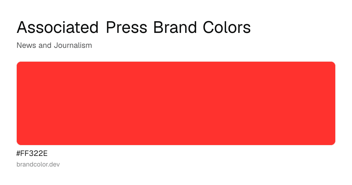 Associated Press brand color palette with hex codes: #FF322E
