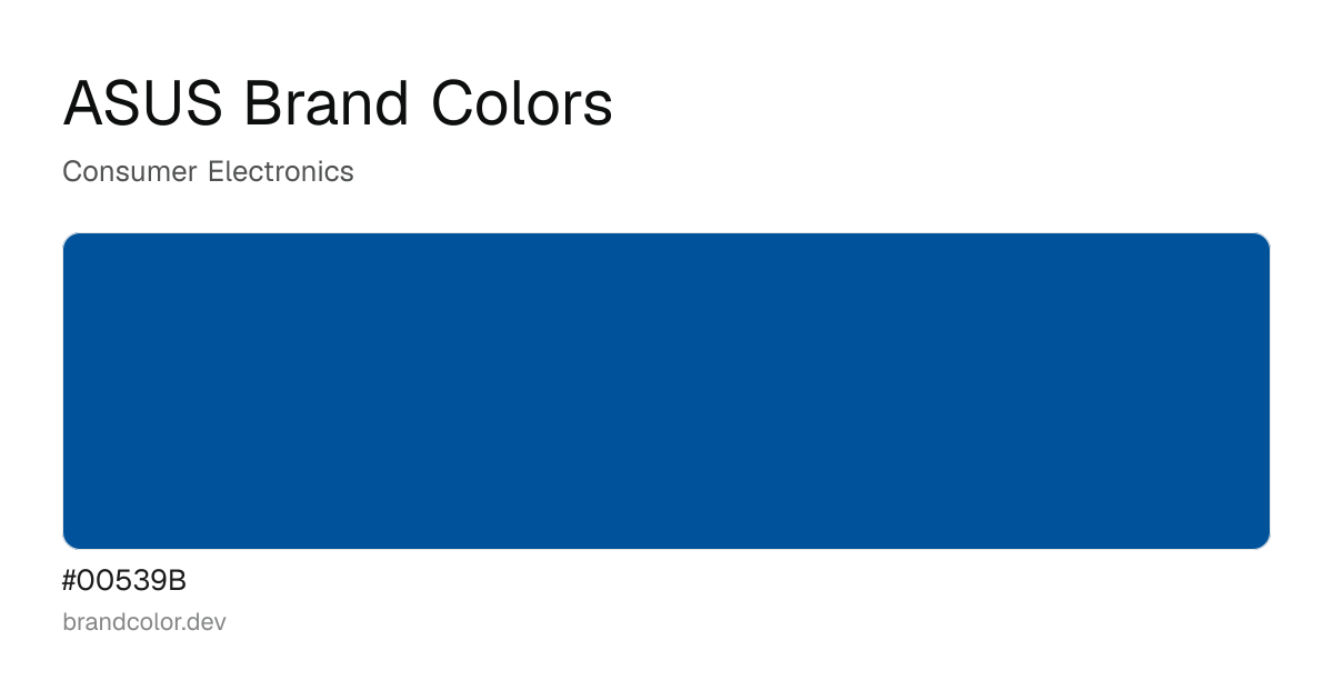 ASUS brand color palette with hex codes: #00539B