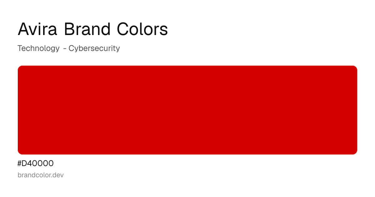 Avira brand color palette with hex codes: #D40000