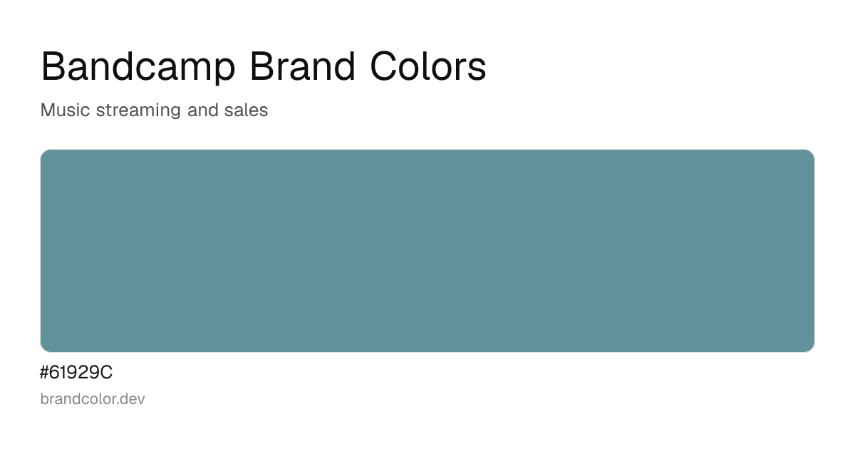 Bandcamp brand color palette with hex codes: #61929C