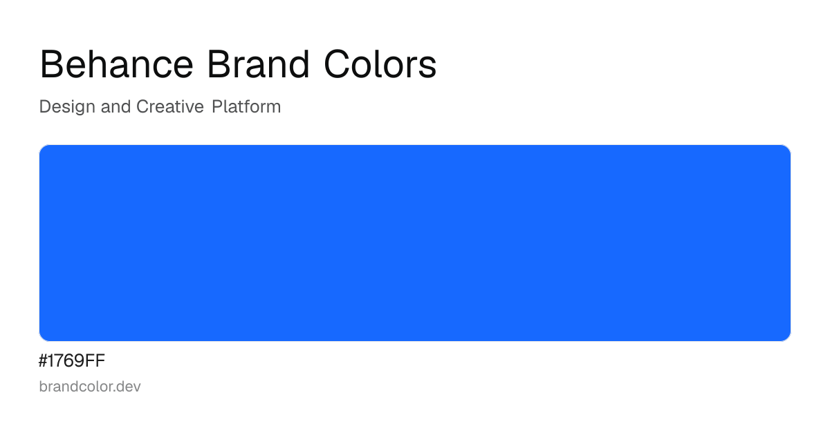 Behance brand color palette with hex codes: #1769FF