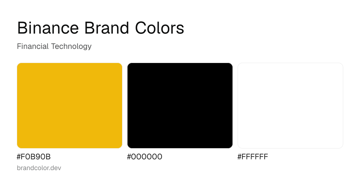Binance brand color palette with hex codes: #F0B90B, #000000, #FFFFFF