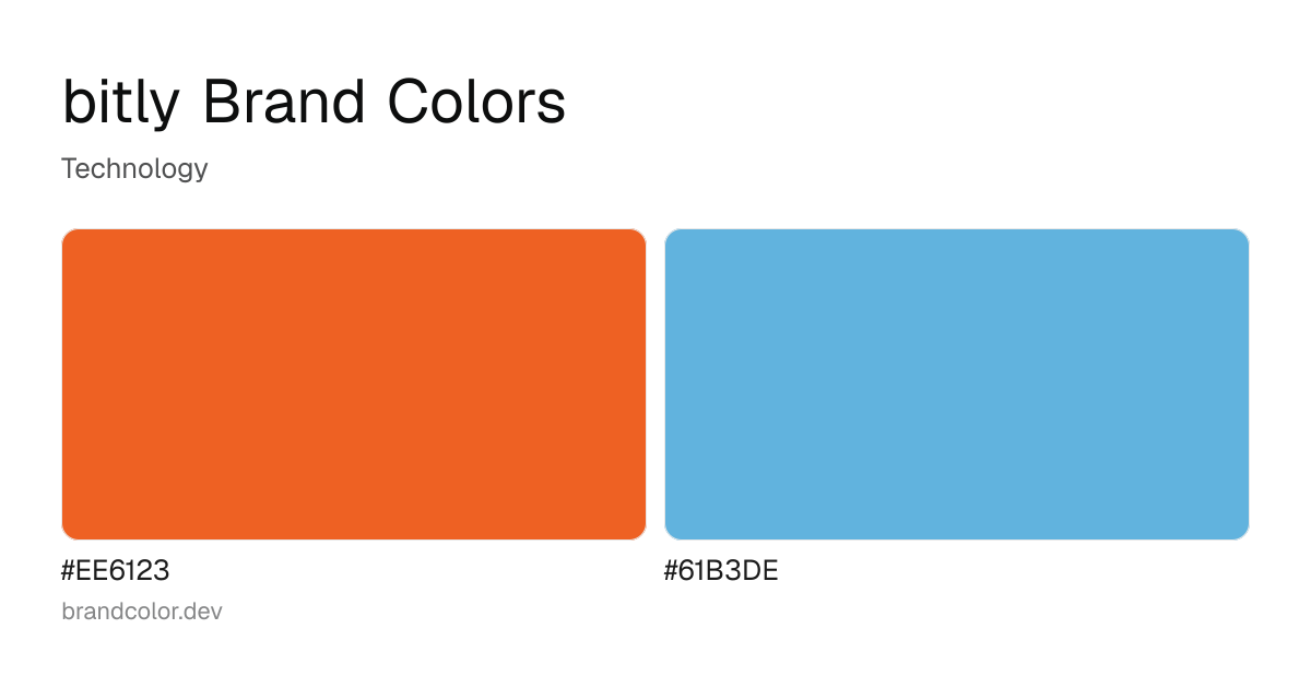 bitly brand color palette with hex codes: #EE6123, #61B3DE