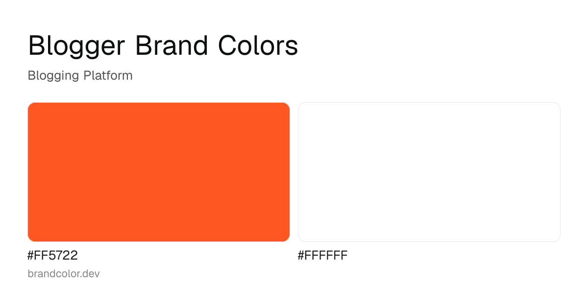 Blogger brand color palette with hex codes: #FF5722, #FFFFFF
