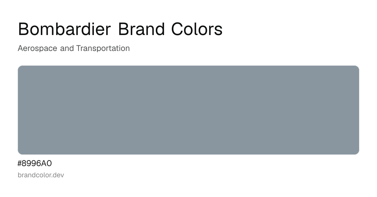 Bombardier brand color palette with hex codes: #8996A0