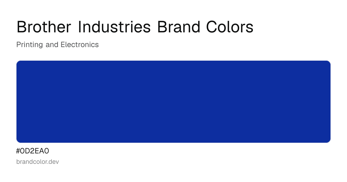Brother Industries brand color palette with hex codes: #0D2EA0