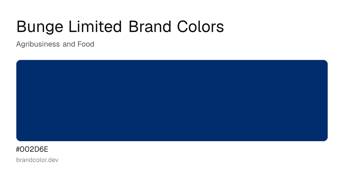 Bunge Limited brand color palette with hex codes: #002D6E