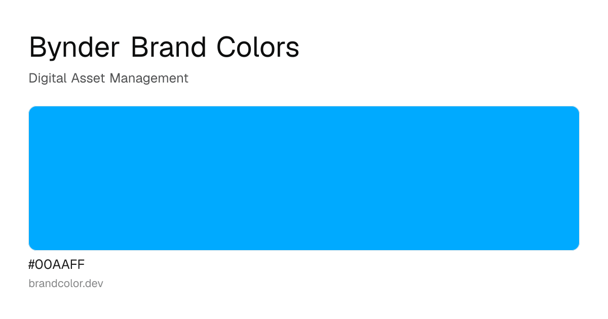 Bynder brand color palette with hex codes: #00AAFF