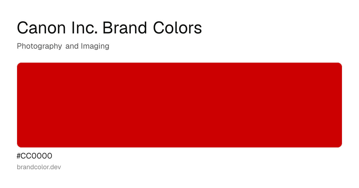 Canon Inc. brand color palette with hex codes: #CC0000