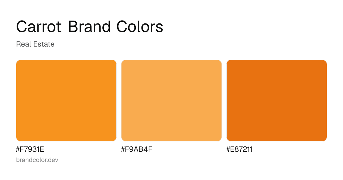 Carrot brand color palette with hex codes: #F7931E, #F9AB4F, #E87211