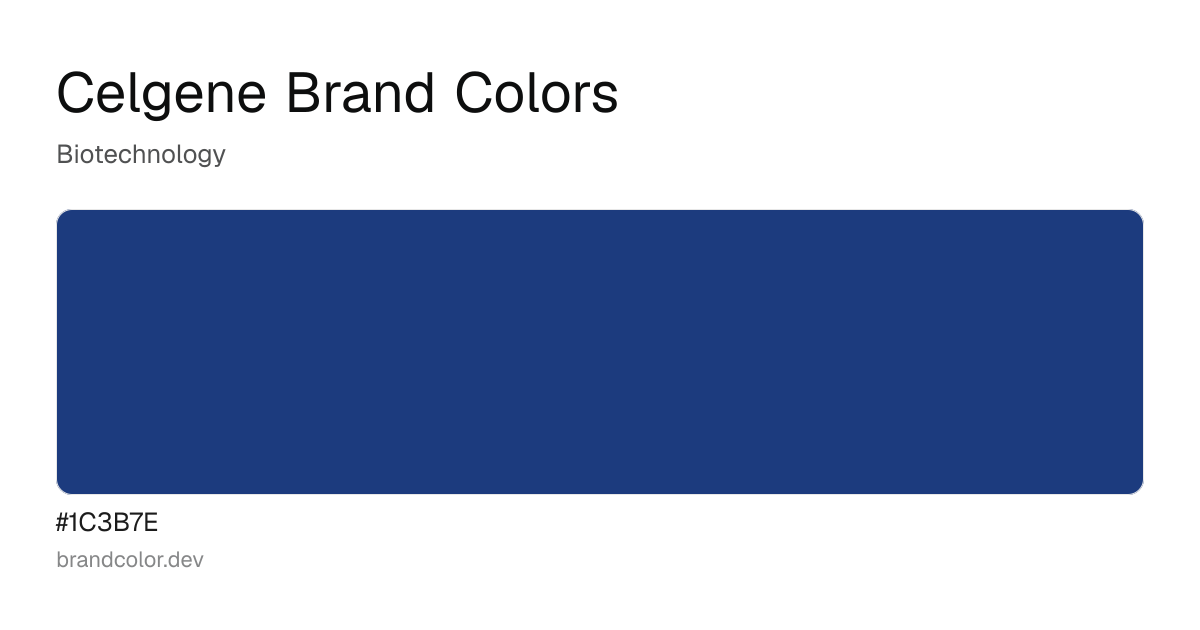 Celgene brand color palette with hex codes: #1C3B7E