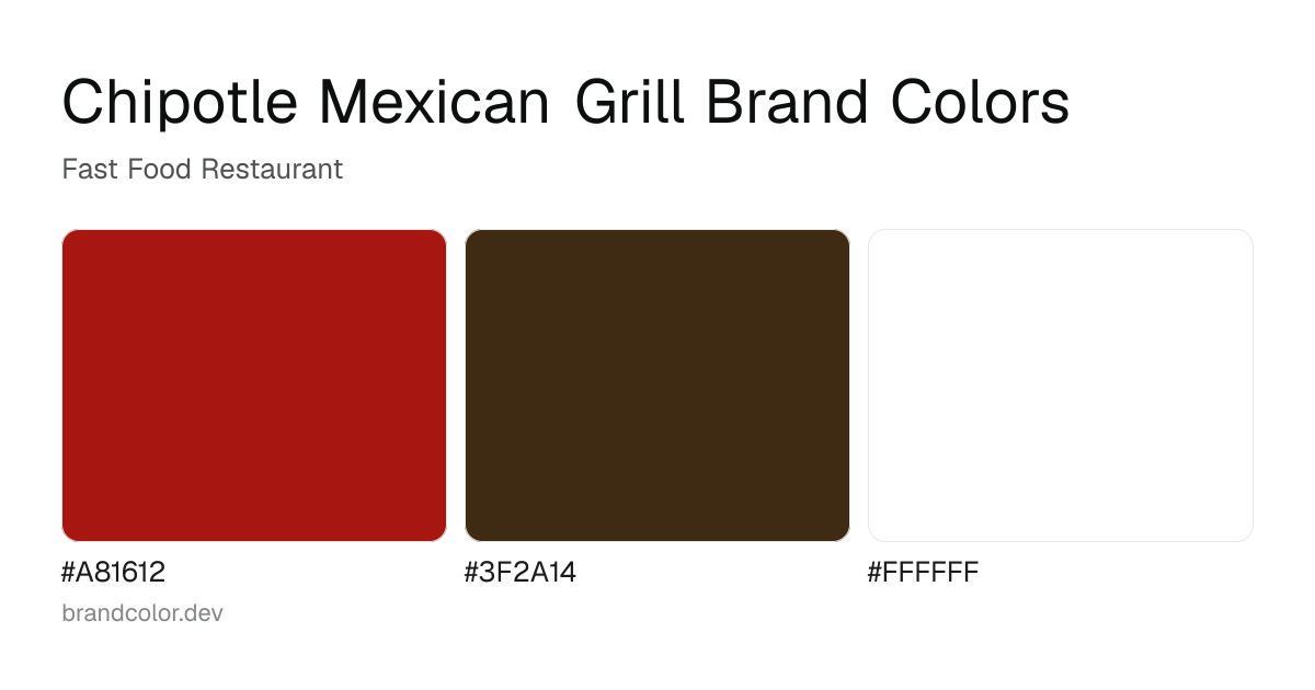 Chipotle Mexican Grill brand color palette with hex codes: #A81612, #3F2A14, #FFFFFF