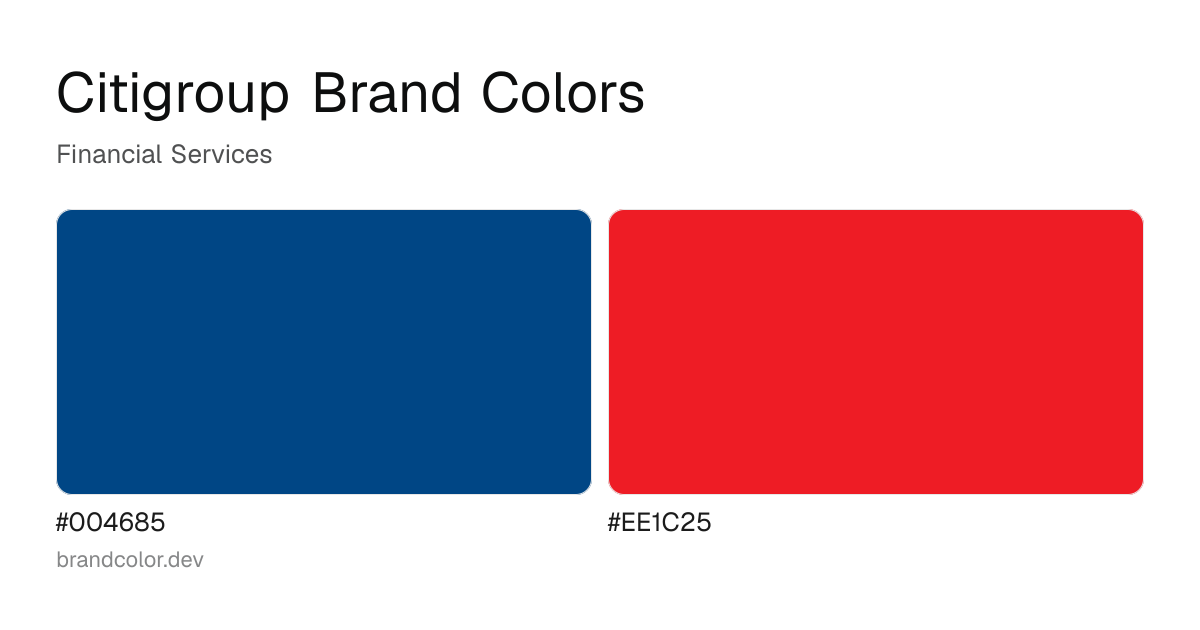 Citigroup brand color palette with hex codes: #004685, #EE1C25
