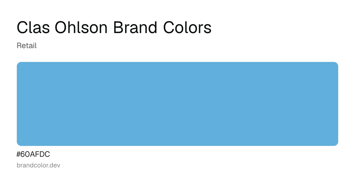 Clas Ohlson brand color palette with hex codes: #60AFDC