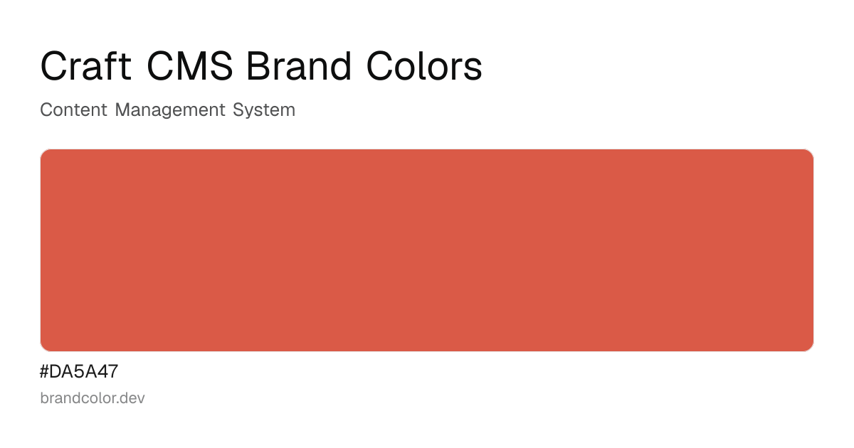 Craft CMS brand color palette with hex codes: #DA5A47
