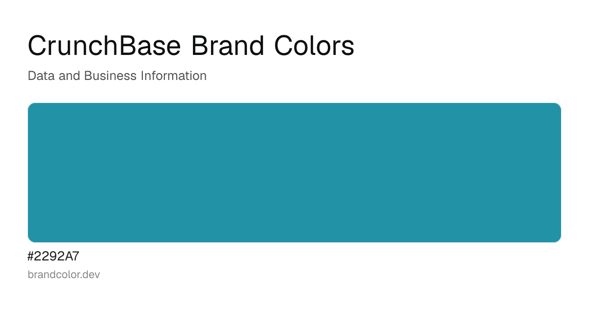 CrunchBase brand color palette with hex codes: #2292A7