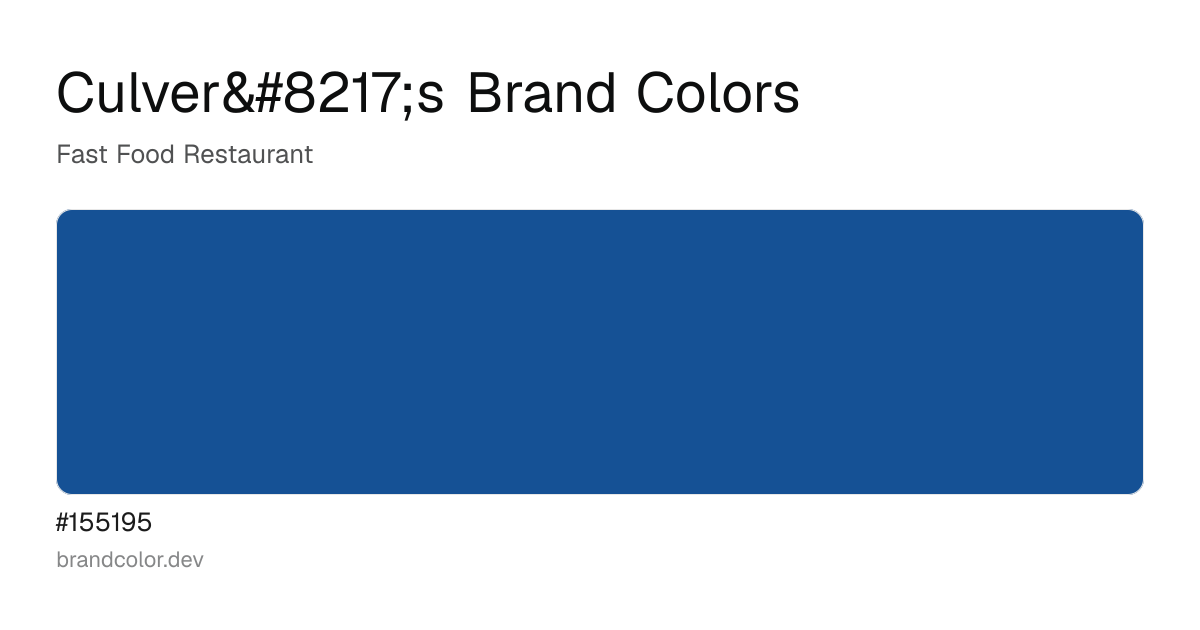 Culver’s brand color palette with hex codes: #155195