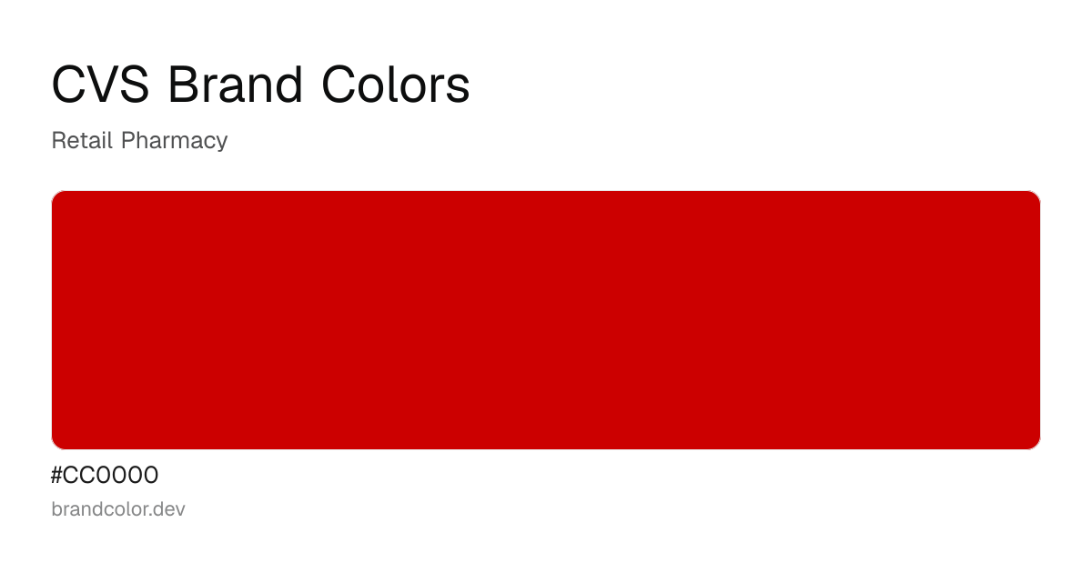 CVS brand color palette with hex codes: #CC0000