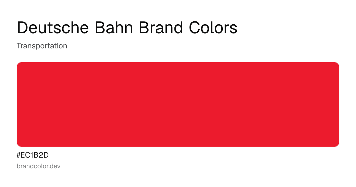 Deutsche Bahn brand color palette with hex codes: #EC1B2D