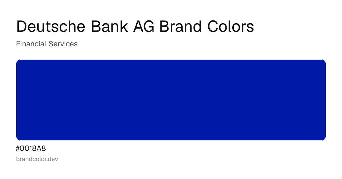 Deutsche Bank AG brand color palette with hex codes: #0018A8