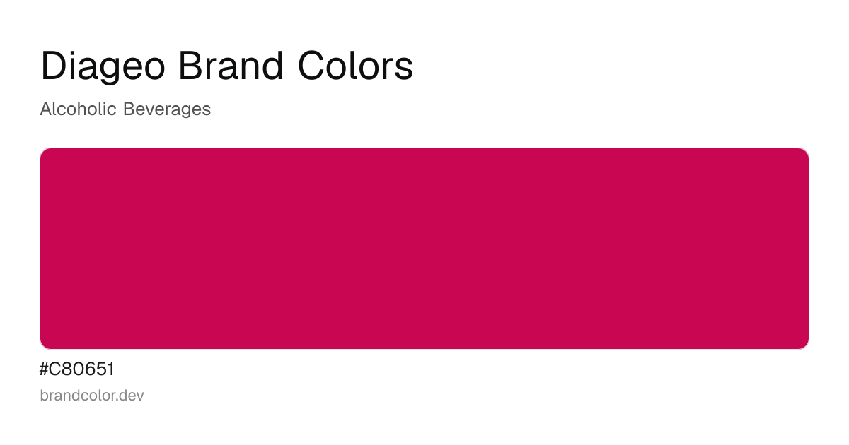Diageo brand color palette with hex codes: #C80651