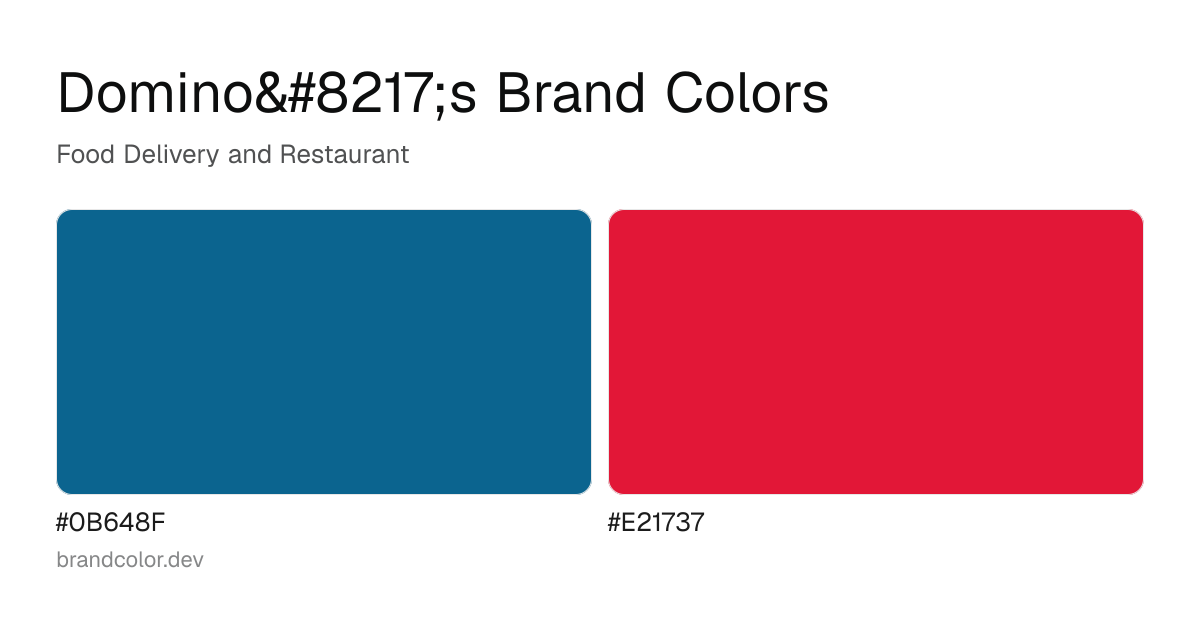 Domino’s brand color palette with hex codes: #0B648F, #E21737