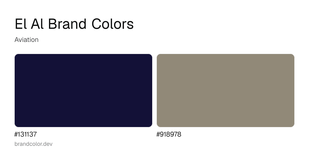 El Al brand color palette with hex codes: #131137, #918978