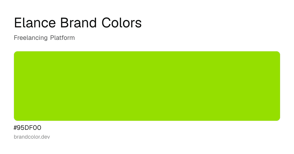 Elance brand color palette with hex codes: #95DF00