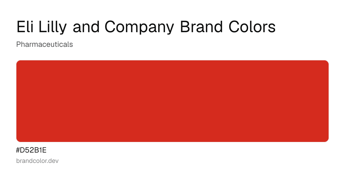 Eli Lilly and Company brand color palette with hex codes: #D52B1E