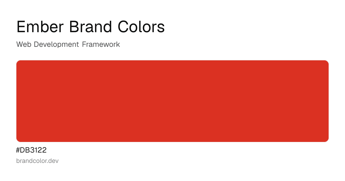 Ember brand color palette with hex codes: #DB3122