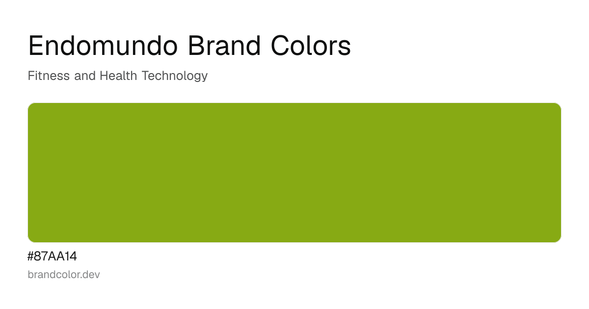 Endomundo brand color palette with hex codes: #87AA14