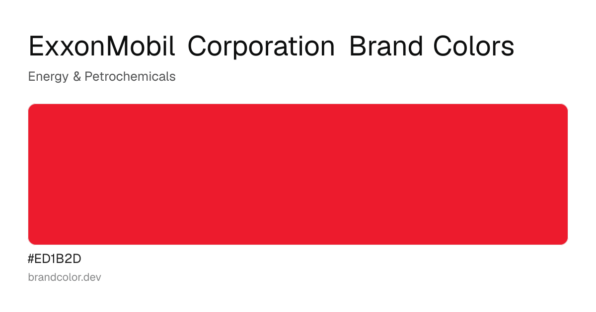 ExxonMobil Corporation brand color palette with hex codes: #ED1B2D