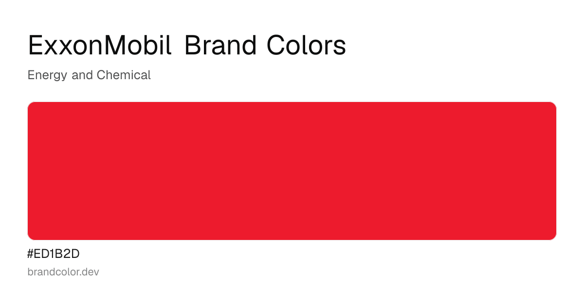 ExxonMobil brand color palette with hex codes: #ED1B2D