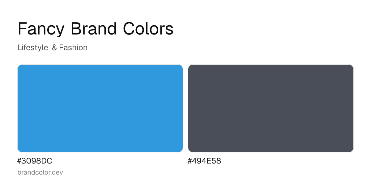 Fancy brand color palette with hex codes: #3098DC, #494E58