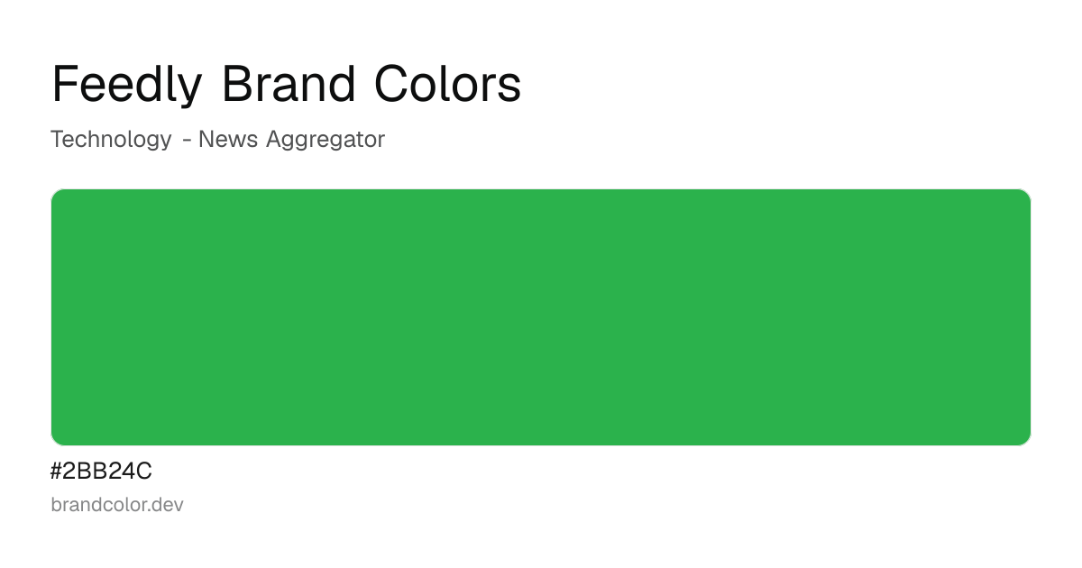 Feedly brand color palette with hex codes: #2BB24C