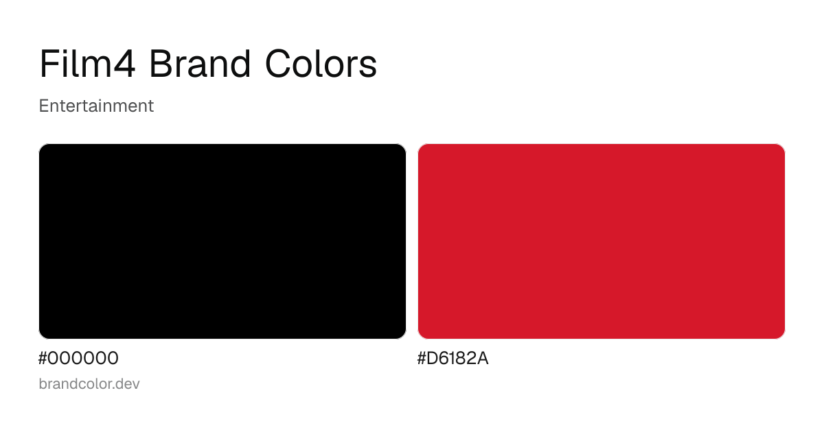 Film4 brand color palette with hex codes: #000000, #D6182A