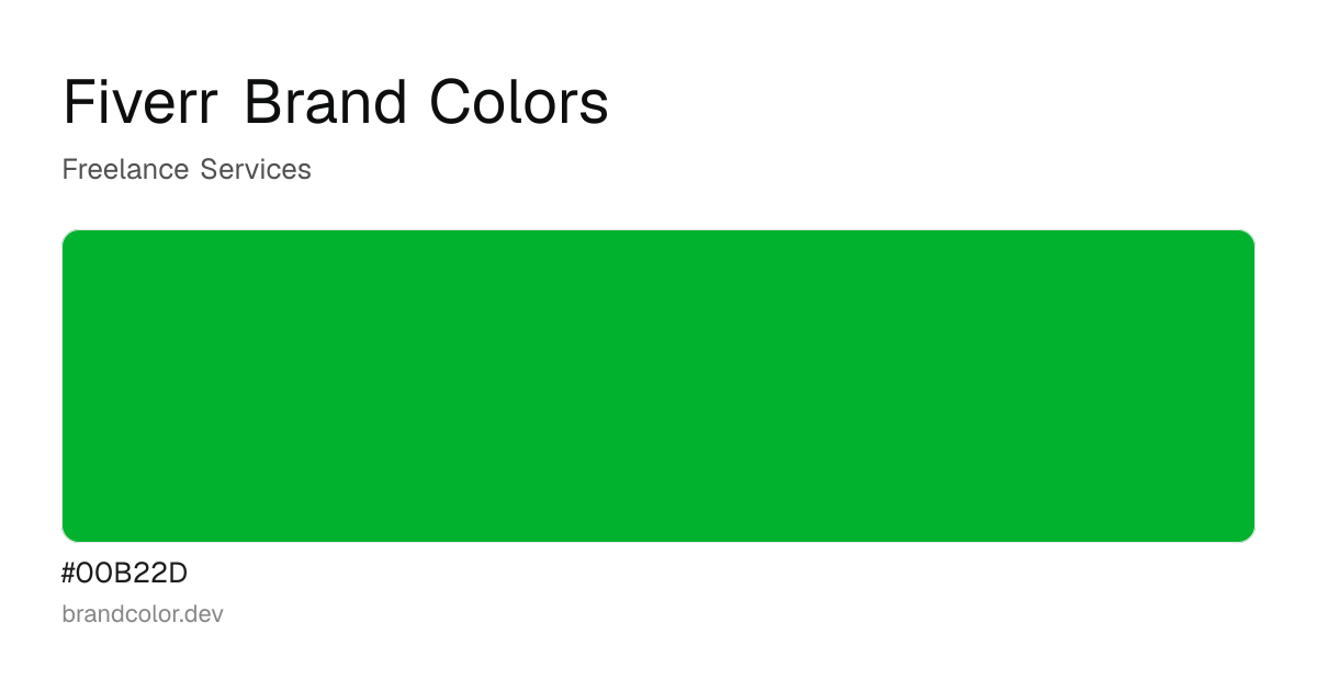 Fiverr brand color palette with hex codes: #00B22D