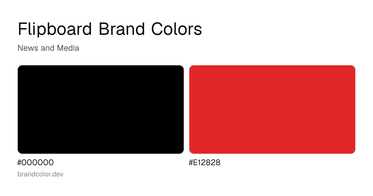 Flipboard brand color palette with hex codes: #000000, #E12828