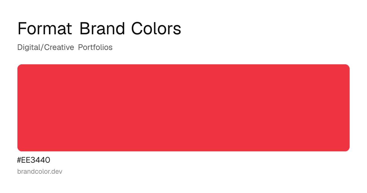 Format brand color palette with hex codes: #EE3440