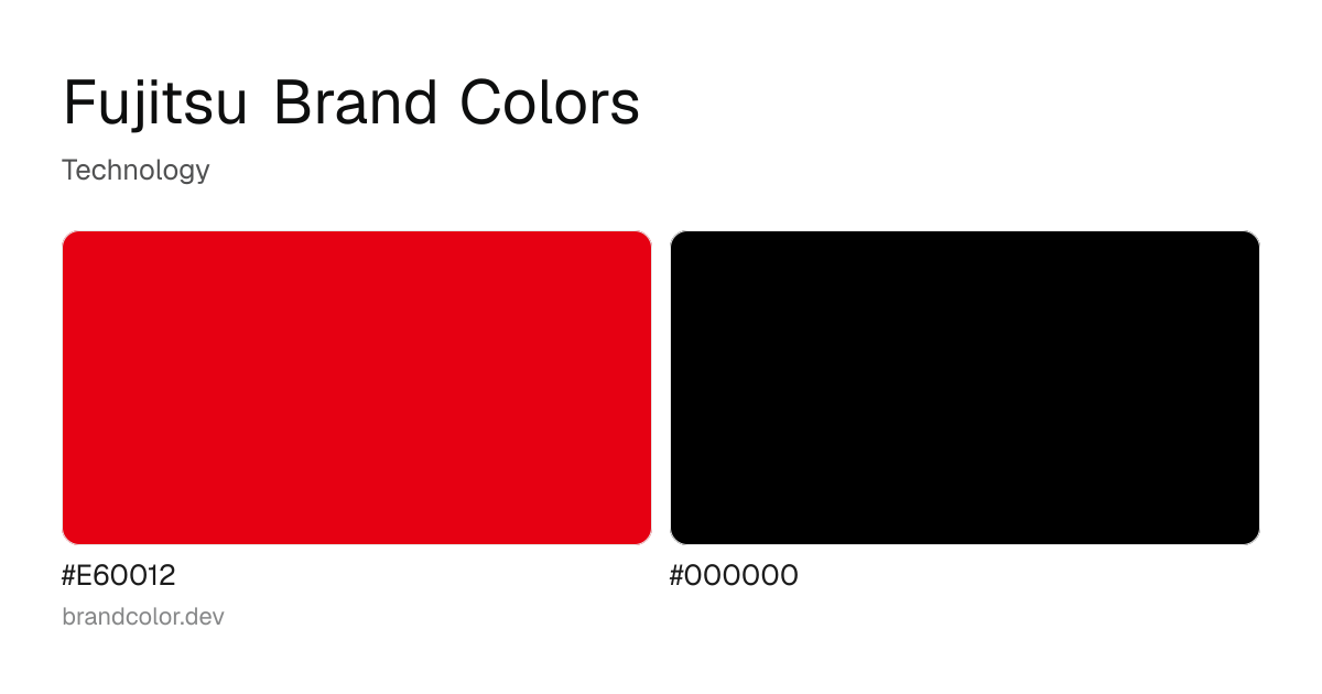 Fujitsu brand color palette with hex codes: #E60012, #000000