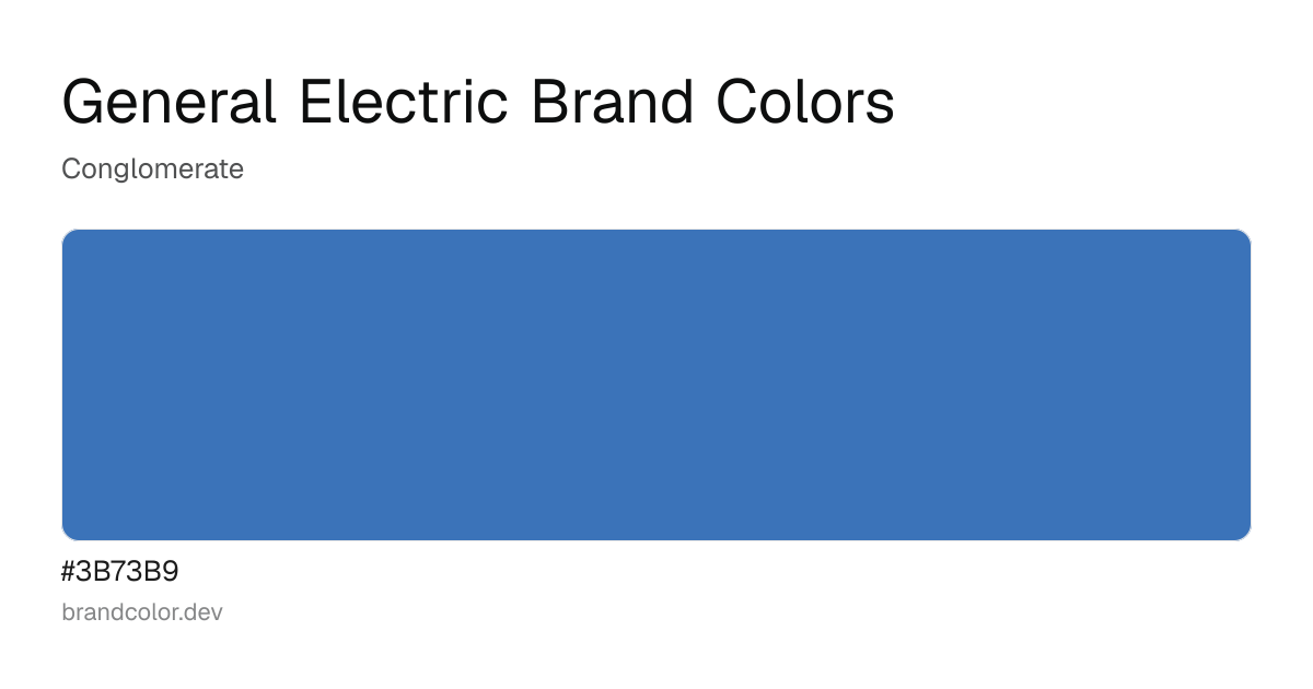 General Electric brand color palette with hex codes: #3B73B9