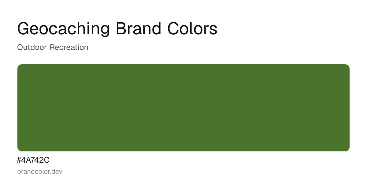 Geocaching brand color palette with hex codes: #4A742C