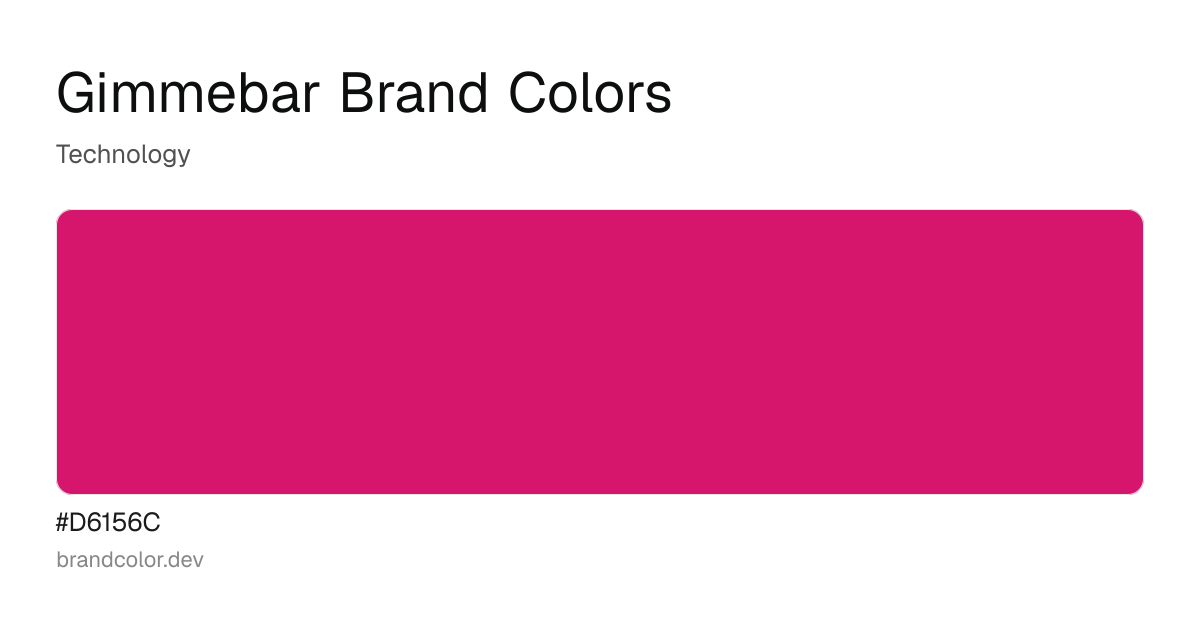 Gimmebar brand color palette with hex codes: #D6156C