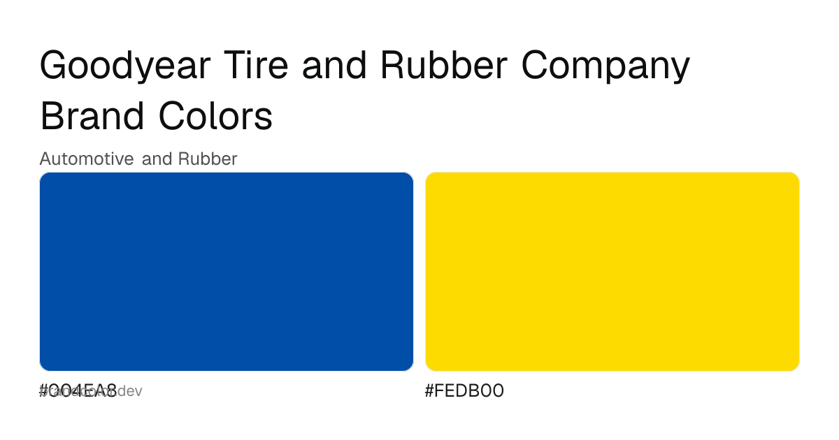 Goodyear Tire and Rubber Company brand color palette with hex codes: #004EA8, #FEDB00