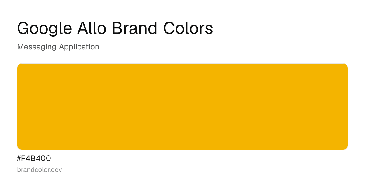Google Allo brand color palette with hex codes: #F4B400